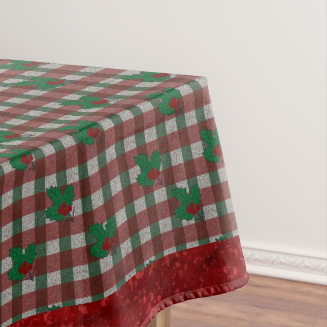 1940s Xmas Gingham  52" x 70" Tablecloth (In Situ)