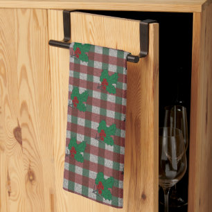 1940s Xmas Gingham Kitchen Towel