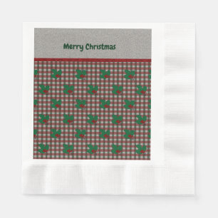 1940s Xmas Gingham Paper Napkins