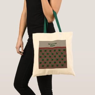 1940s Xmas Gingham - Personalized Budget Tote Bag