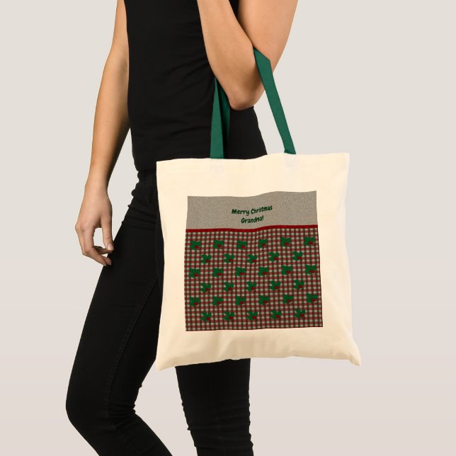 1940s Xmas Gingham - Personalized Budget  Tote Bag (Front (Product))