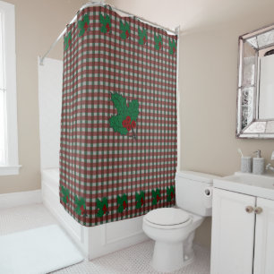1940s Xmas Gingham Shower Curtain