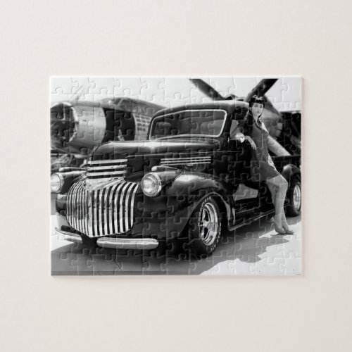 1941 Chevy Hot Rod Pickup Truck Pin Up Girl Jigsaw Puzzle