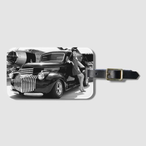 1941 Chevy Hot Rod Pickup Truck Pin Up Girl Luggage Tag