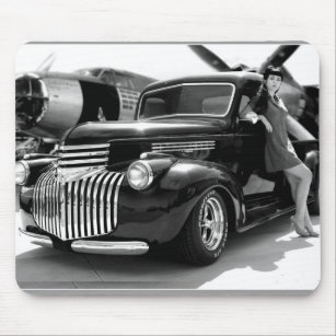 1941 Chevy Hot Rod Pickup Truck Pin Up Girl Mouse Pad
