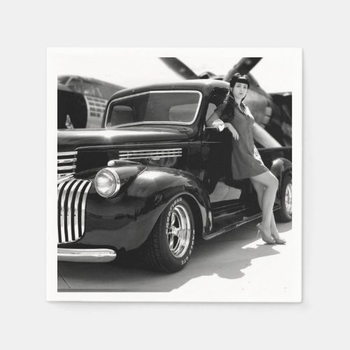 1941 Chevy Hot Rod Pickup Truck Pin Up Girl Paper Napkins