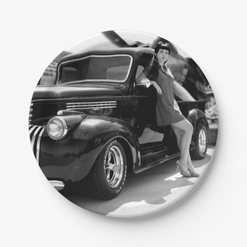 1941 Chevy Hot Rod Pickup Truck Pin Up Girl Paper Plates