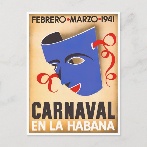 1941 Havana Carnival vintage travel postcard