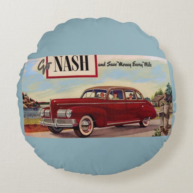 1941 Nash automobile ad Round Pillow (Front)