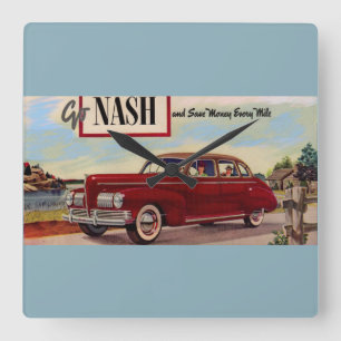 1941 Nash automobile ad Square Wall Clock