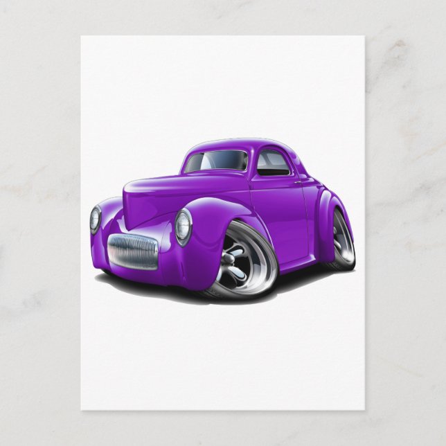 1941 Willys Purple Car Postcard (Front)