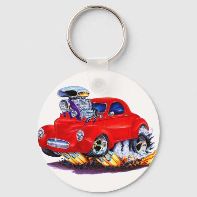 1941 Willys Red Car Keychain (Front)