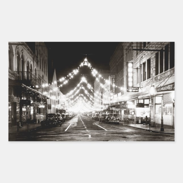 1942 Honolulu's Fort Street at Night Rectangular Sticker (Front)