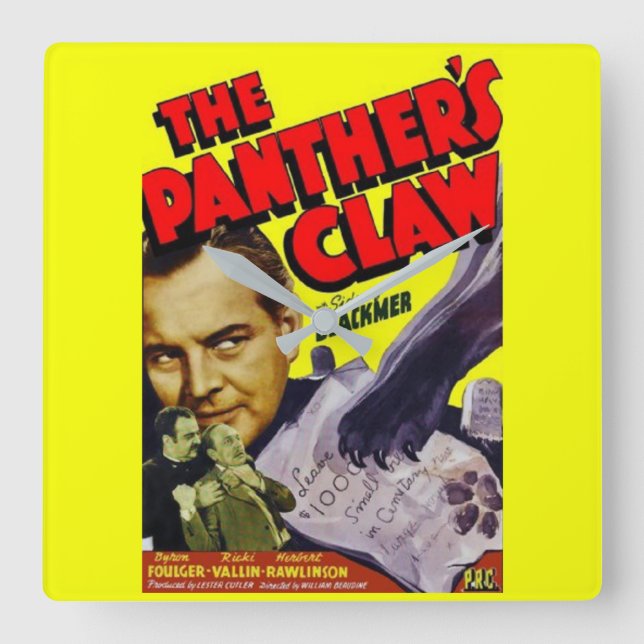 1942 The Panther’s Claw movie poster Square Wall Clock (Front)