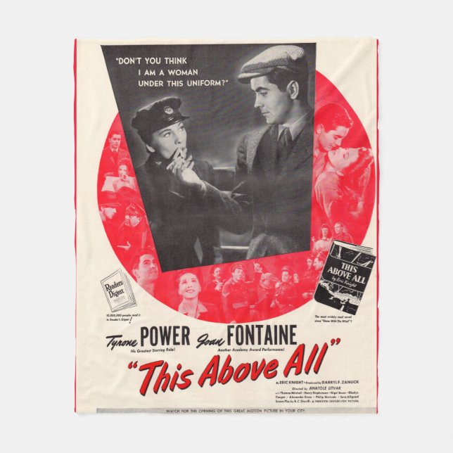 1942 This Above All movie poster Fleece Blanket (Front)