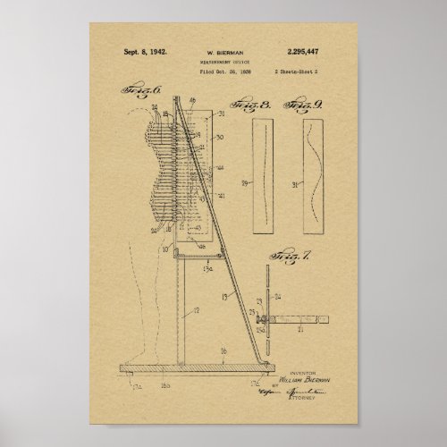 1942 Vintage Spinal Curves Patent Art Print