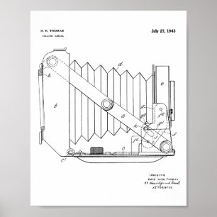 1943 Folding Camera Patent Art Drawing Print