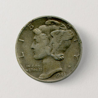 1943 US Mercury dime obverse button
