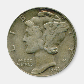 1943 US Mercury dime obverse magnet