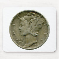 1943 US Mercury dime obverse mousepad