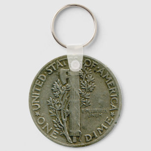 1943 US Mercury dime reverse keychain