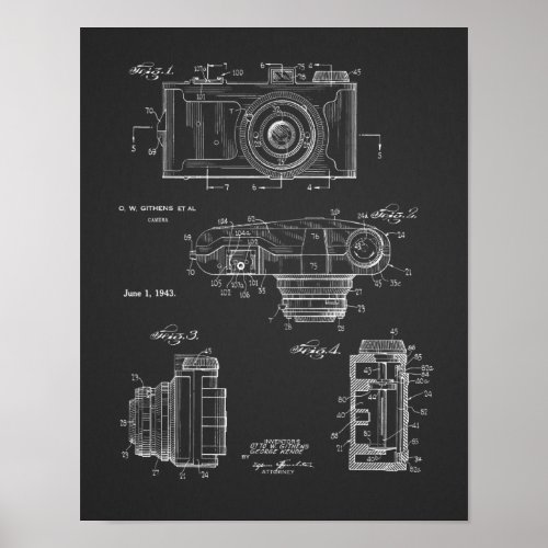 1943 Vintage Camera Patent Art Drawing Print