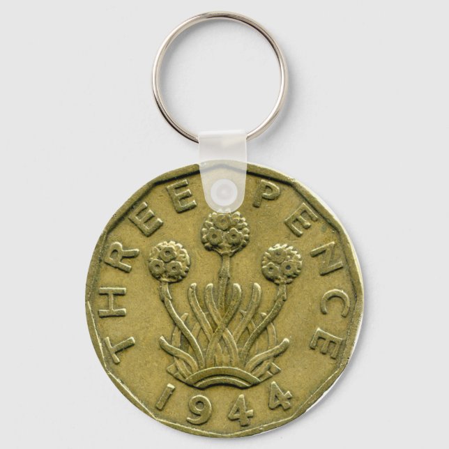 1944 British three pence keychain (Front)