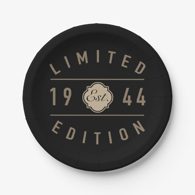 1944 Limited Edition 80th Birthday Paper Plates (Front)
