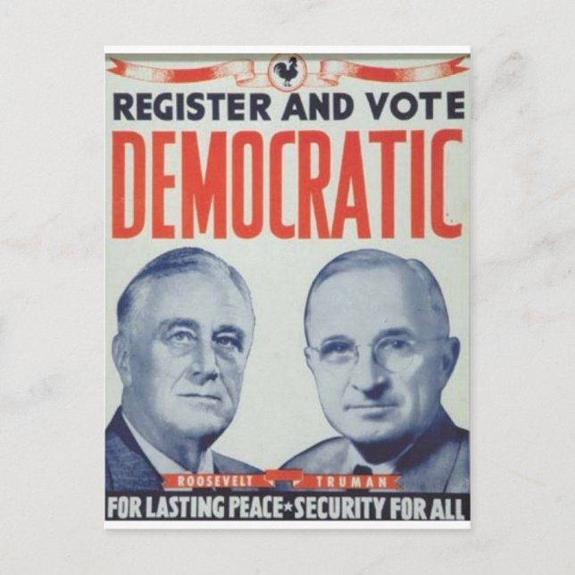 1944 Roosevelt - Truman Postcard (Front)
