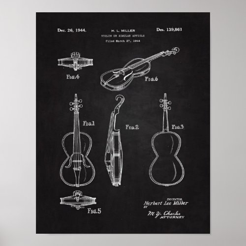1944 Violin Patent _ Cute Gutar Lover GIft Poster