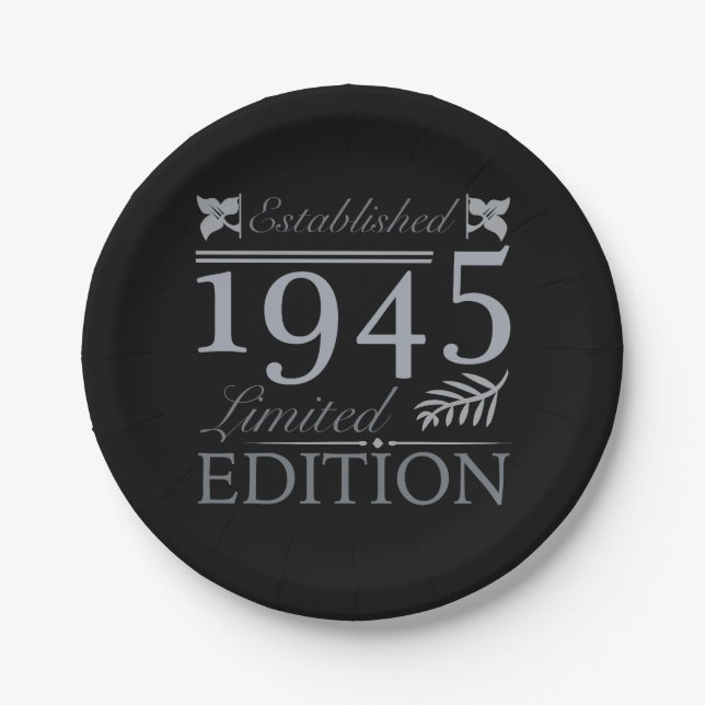 1945 Limited Edition 80th Birthday Paper Plates (Front)