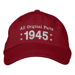 1945 or Any Year 70th Birthday A02 RED and WHITE Embroidered Baseball Cap