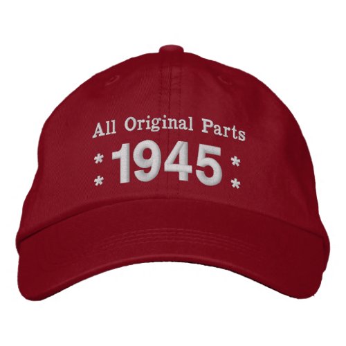 1945 or Any Year 70th Birthday A02 RED and WHITE Embroidered Baseball Cap