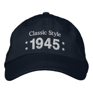 1945 or Any Year 70th Birthday A4 BLACK and WHITE Embroidered Baseball Hat
