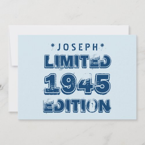 1945 or Any Year Birthday Limited Edition 70th V3Z Invitation