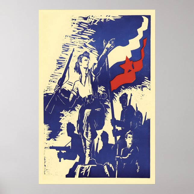1945 Poster SFR Yugoslavia Partisans Josip Broz (Front)