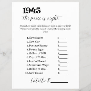 1945 Price is Right Game Flyer