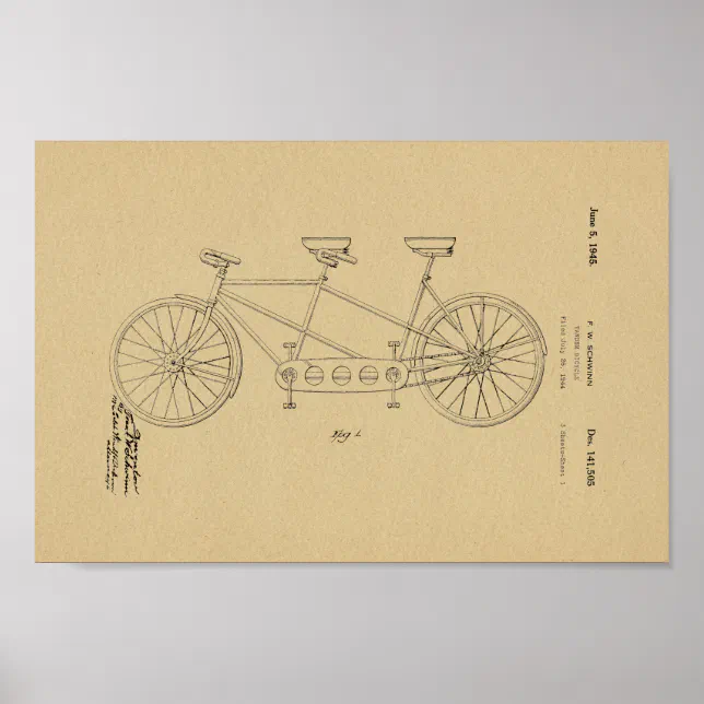 1945 Vintage Schwinn Bicycle Patent Art Print