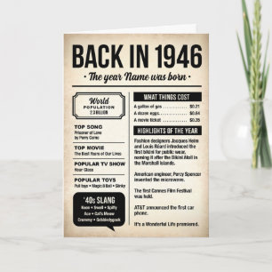 1946 Back in the Day, Fun Facts, 80th Birthday Card