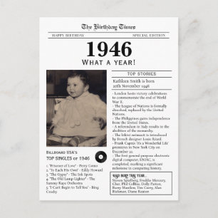 1946 Birthday Newspaper Postcard