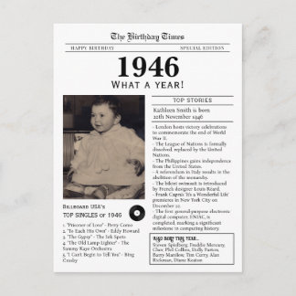 1946 Birthday Newspaper Postcard