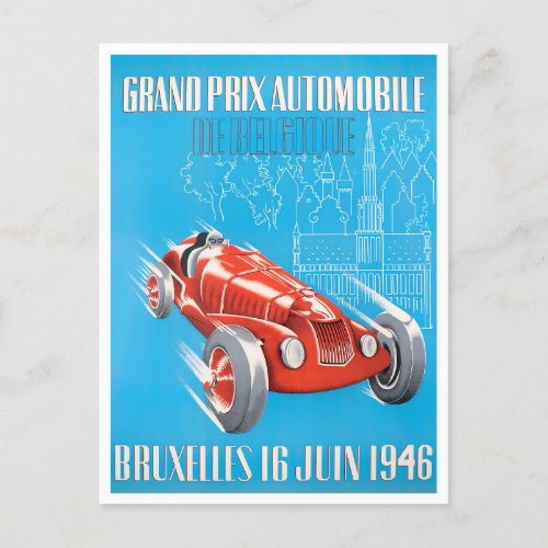 1946 Bruxelles Grand Prix vintage racing Postcard