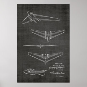 1946 Concept Jet Airplane Patent Art Drawing Print