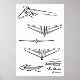 1946 Concept Jet Airplane Patent Art Drawing Print