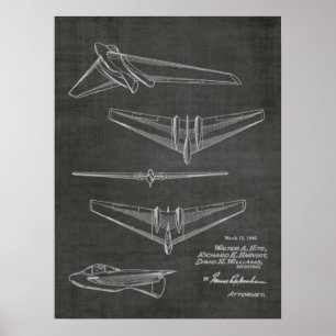 1946 Flying Wing Airplane Patent Art Drawing Print