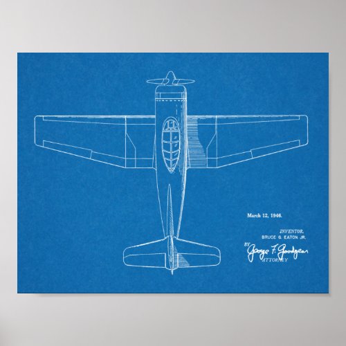 1946 Military Airplane Patent Art Drawing Print