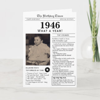 1946 Newspaper Birthday card 80th birthday