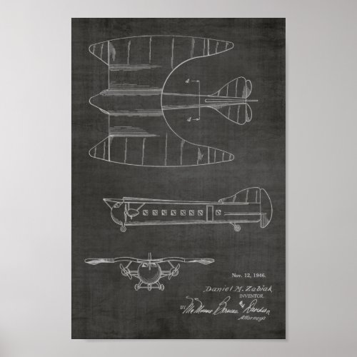 1946 Passenger Airplane Patent Art Drawing Print