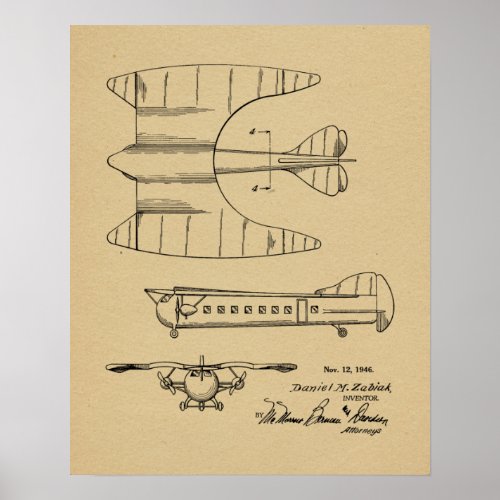 1946 Passenger Airplane Patent Art Drawing Print