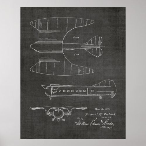 1946 Passenger Airplane Patent Art Drawing Print